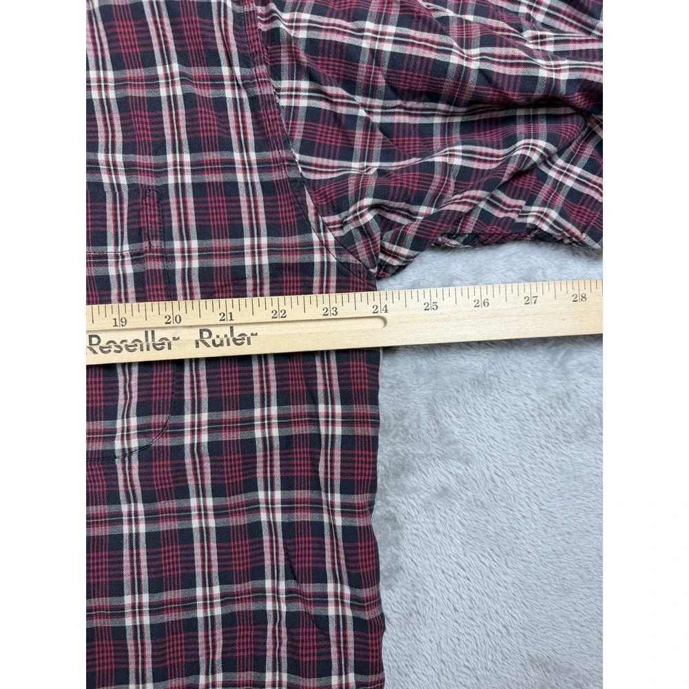 VTG Polo Jeans Co Ralph Lauren Shirt Mens L Burgundy Plaid Flag Pocket Cotton